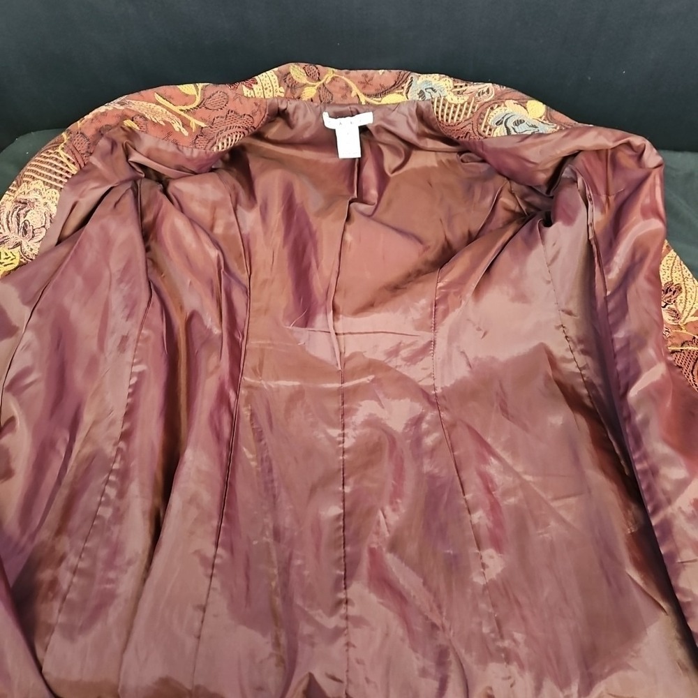 Cabi Jacobean Mulberry Floral Tapestry Coat Size 4 Mid Length Boho Artsy - Picture 8 of 12